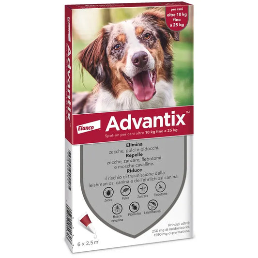 ADVANTIX cane medio, da 10 a 25 kg, 6 pipette da 1ml