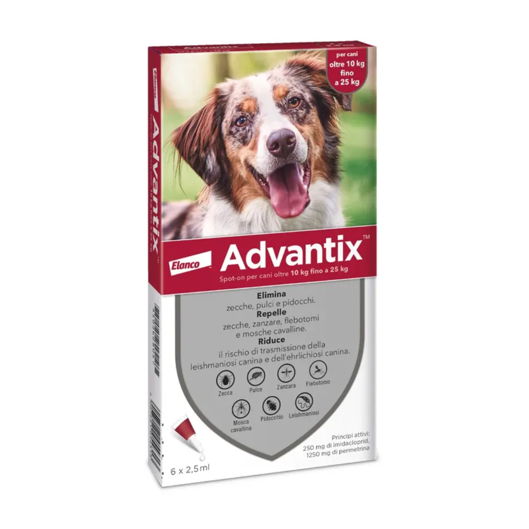 ADVANTIX cane medio, da 10 a 25 kg, 6 pipette da 1ml