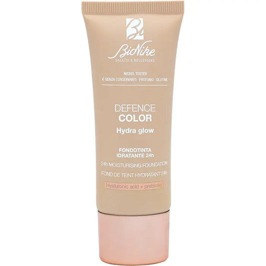BIONIKE Defence Color - Fondotinta Hydra Glow Idratante 24h, con Acido Ialuronico e SPF 15, 30 ml